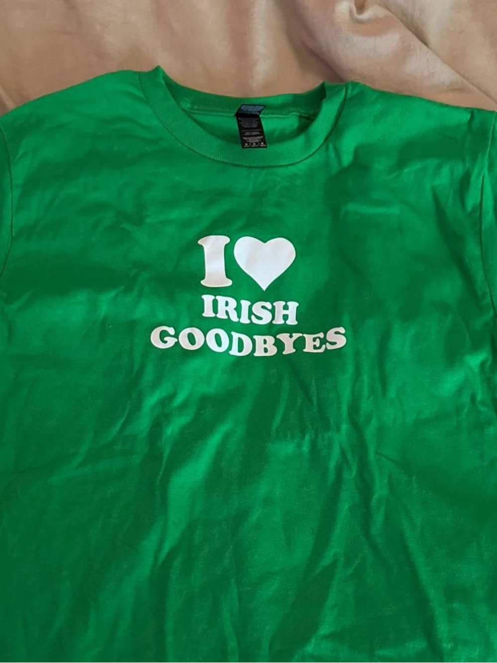 Gildan Tee with White "I ♥ Irish Goodbyes" Graphic